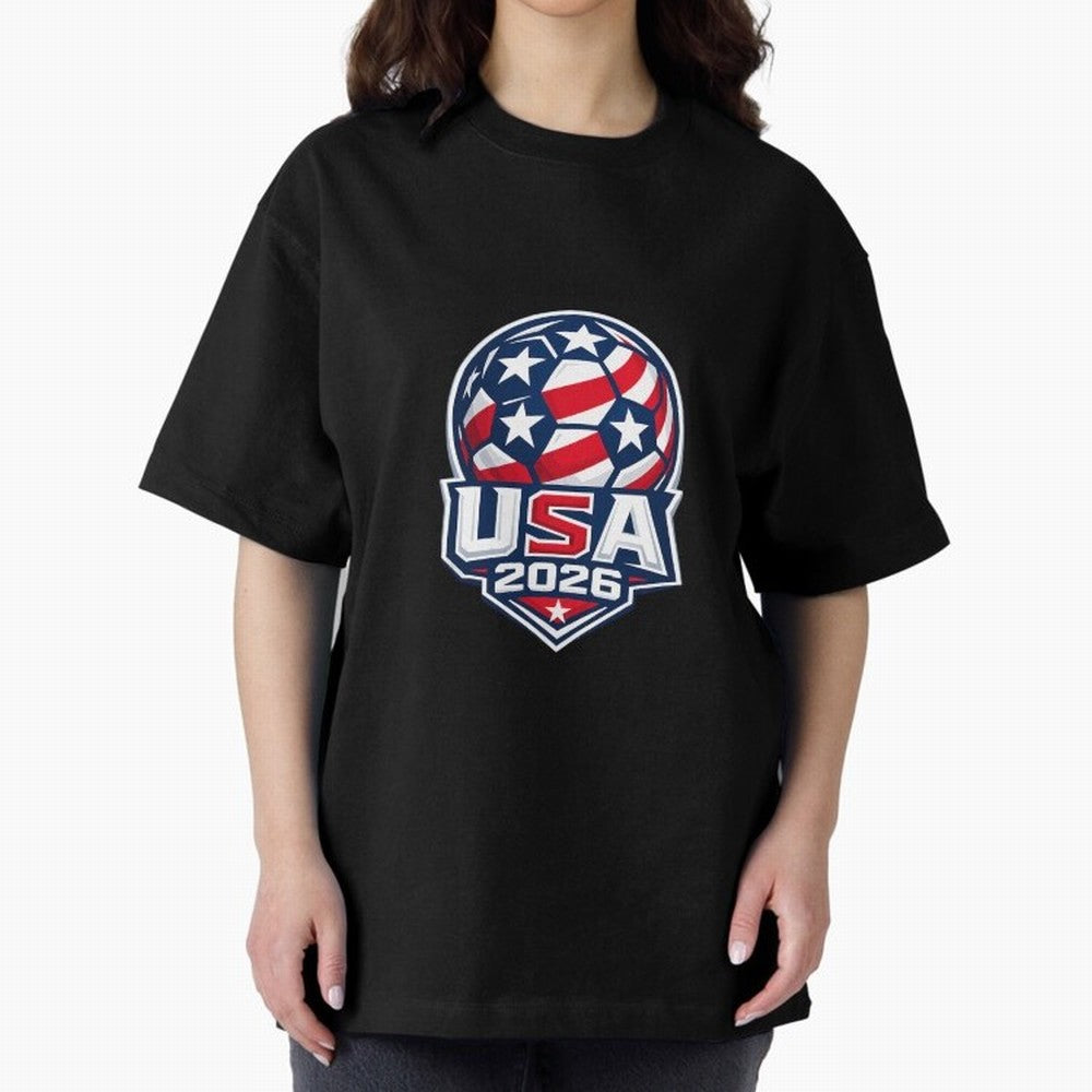 Usa 2026 World Cup - Star Spangled Soccer - American Host Fan Oversized T-Shirt Carry the Colors and Pride of Global Football Passion for FIFA World Cup 2026, Connected to Mbappe and Neymar, France and Portugal, Match Day Excitement, Supporter