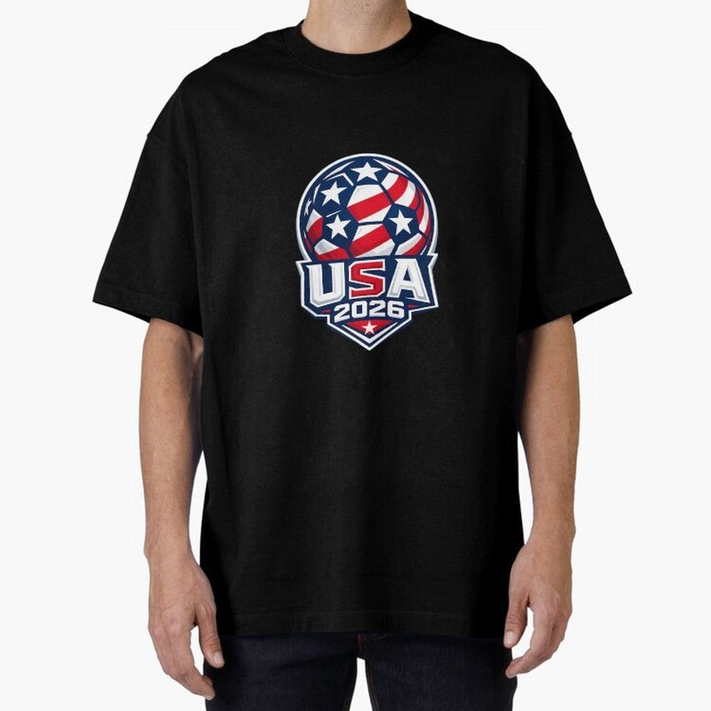 Usa 2026 World Cup - Star Spangled Soccer - American Host Fan Oversized T-Shirt Carry the Colors and Pride of Global Football Passion for FIFA World Cup 2026, Connected to Mbappe and Neymar, France and Portugal, Match Day Excitement, Supporter