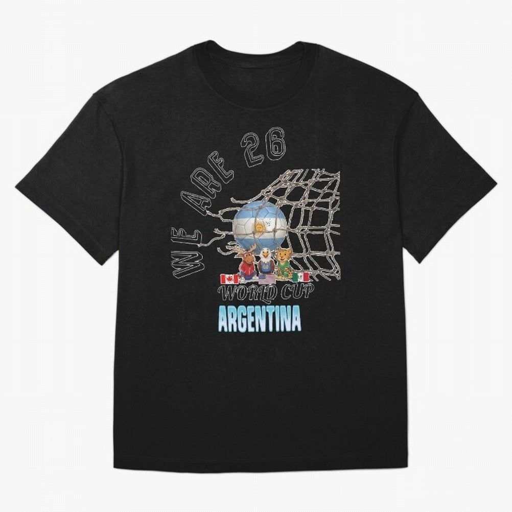 World Cup 26 - Argentina Oversized T-Shirt Support Iconic Players in FIFA World Cup 2026 USA Canada Mexico Spirit, Built around Brazil, Portugal and Argentina, Messi, CR7 and Mbappe, Match Day Excitement, Supporter Culture, Golden Goals and Global