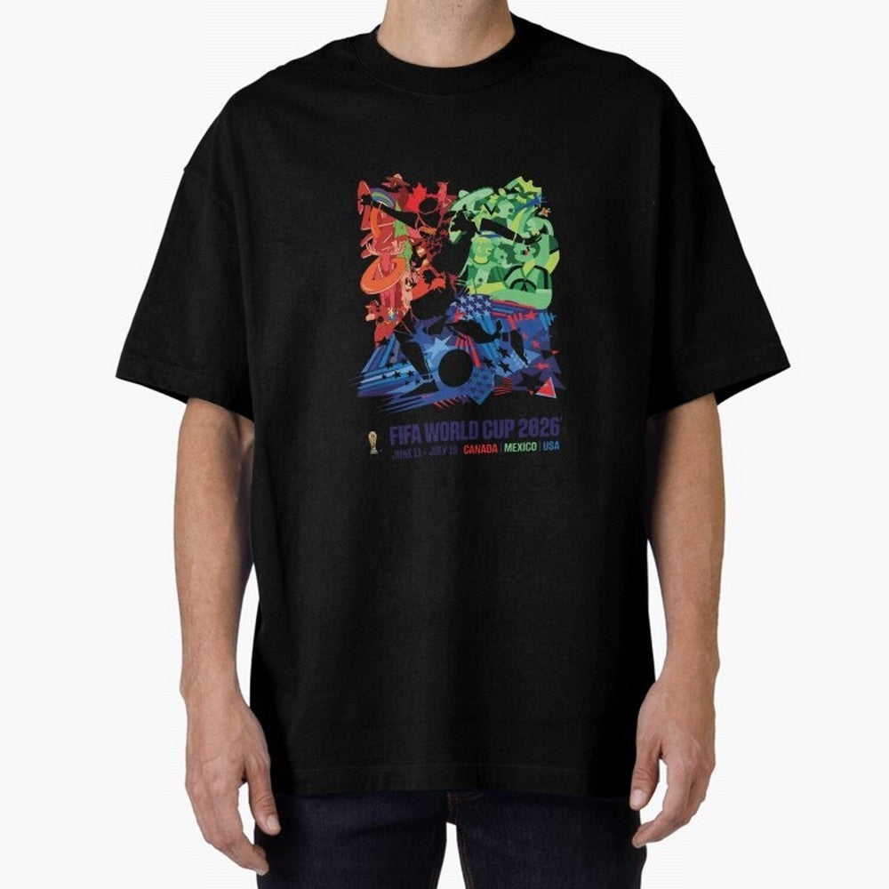 Host Nations Cultural Splash Art Oversized T-Shirt Celebrate the Biggest Stage of Match Day Hype around FIFA World Cup 2026 USA Canada Mexico, Messi, Neymar and Mbappe, England, Football Passion, Legendary Performances, Festival Vibes and Supporter