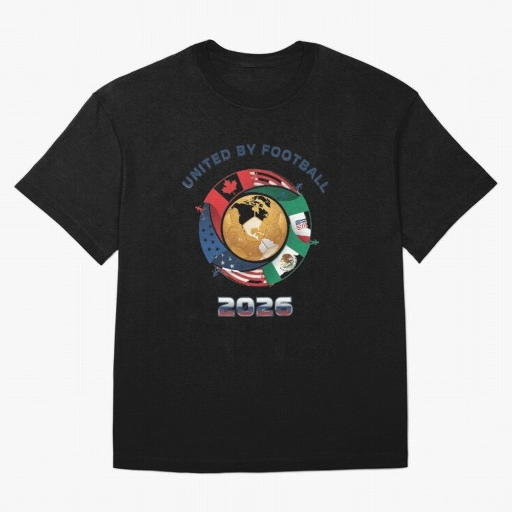 United By Football 2026 Oversized T-Shirt Celebrate FIFA World Cup 2026 USA Canada Mexico Connected to Haaland and Mbappe, Brazil, Portugal and Argentina Energy, Fan Favorite Moments, National Team Passion, Big Match Drama and Soccer History; Great