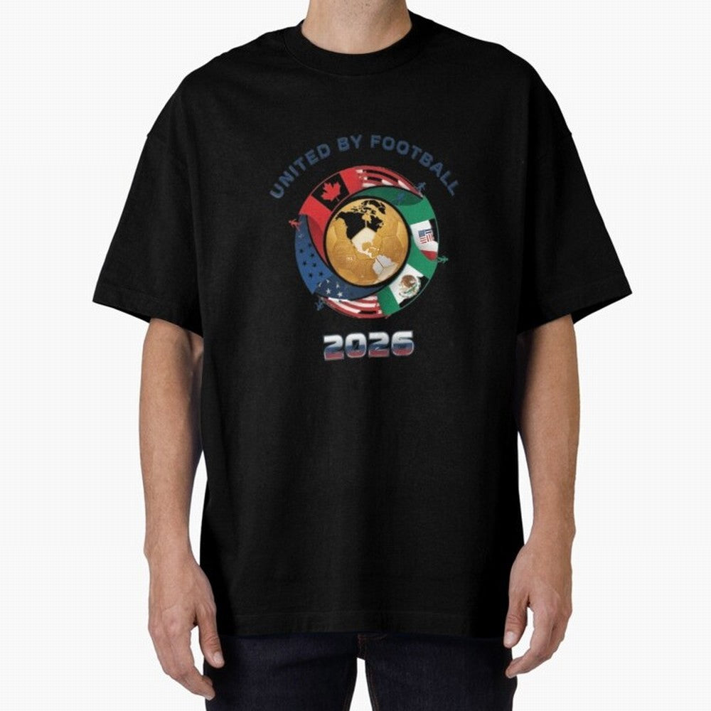 United By Football 2026 Oversized T-Shirt Celebrate Fan Favorites in the FIFA World Cup 2026 Group Stage Journey through Haaland Highlights, Argentina, France and Brazil Pride, Sports Nostalgia, International Competition, Famous Players and