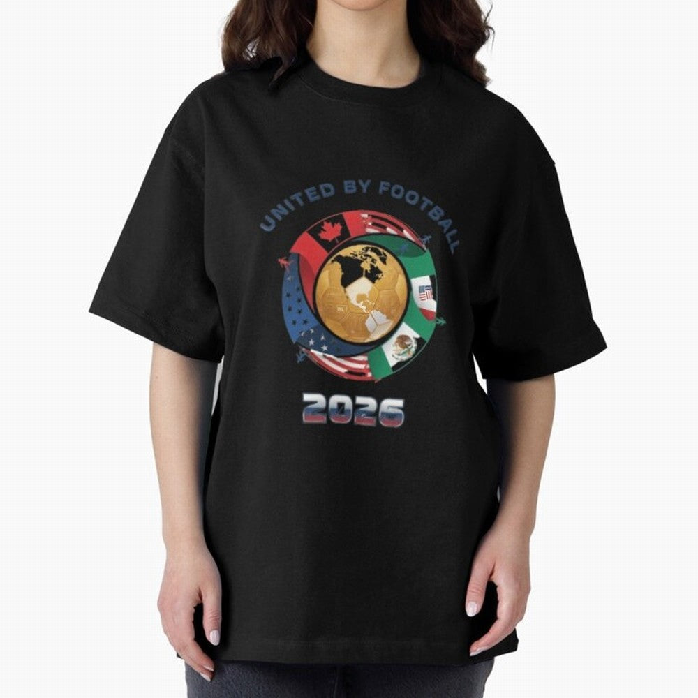 United By Football 2026 Oversized T-Shirt Celebrate Fan Favorites in the FIFA World Cup 2026 Group Stage Journey through Haaland Highlights, Argentina, France and Brazil Pride, Sports Nostalgia, International Competition, Famous Players and