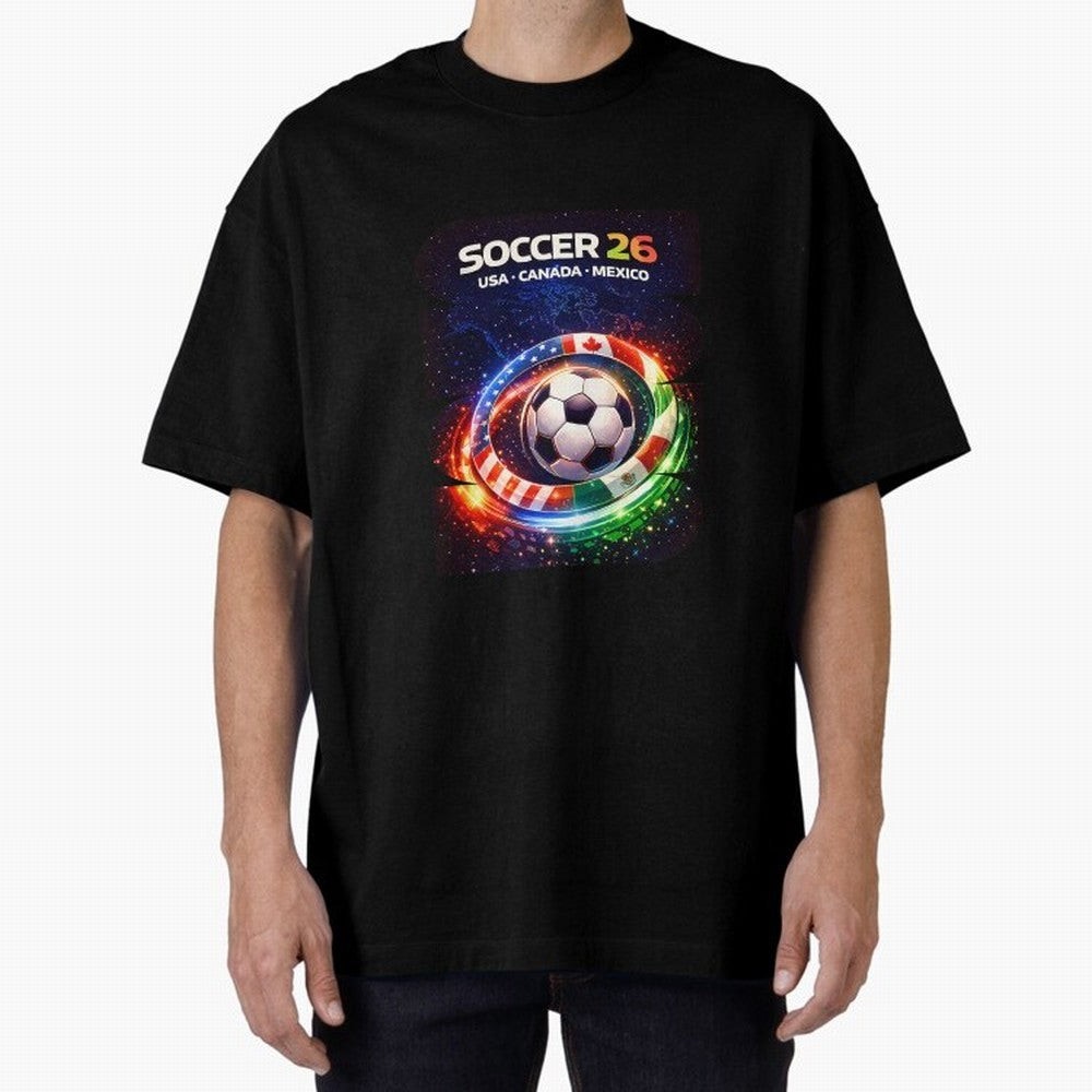 North America Soccer 2026 Soccer 26 Usa Canada Mexico Fan United 2026 Soccer Oversized T-Shirt Celebrate Supporters United by Global Football Passion for FIFA World Cup 2026 Group Stage, Highlighting Messi, CR7 and Mbappe, France and Portugal,