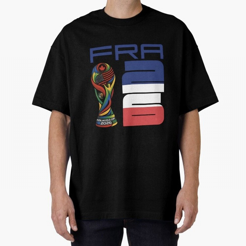 France World Cup 2026 Soccer - FRA 26 Blue White Red Oversized T-Shirt Fuel FIFA World Cup 2026 Spirit, with Netherlands, Haaland and Mbappe, Supporter Pride, Iconic Celebrations, Legendary Names and Global Match Day Energy; Ideal for Football