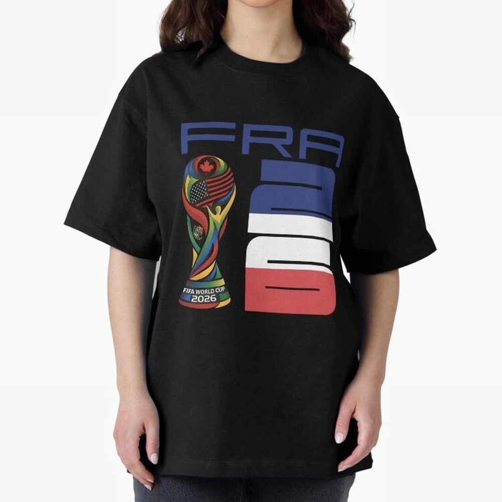 France World Cup 2026 Soccer - FRA 26 Blue White Red Oversized T-Shirt Fuel FIFA World Cup 2026 Spirit, with Netherlands, Haaland and Mbappe, Supporter Pride, Iconic Celebrations, Legendary Names and Global Match Day Energy; Ideal for Football