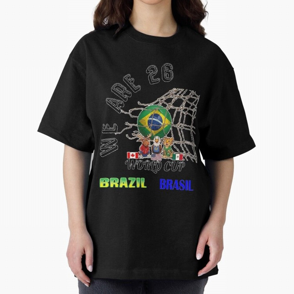 World Cup 26 - Brazil Oversized T-Shirt Fuel Your Fan Pride for FIFA World Cup 2026 Spirit, Capturing France, Haaland and Mbappe, Football History, Final Match Energy, Crowd Noise and Once in a Lifetime Moments; Made for Collectors Who Enjoy Iconic