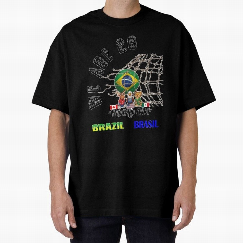 World Cup 26 - Brazil Oversized T-Shirt Fuel Your Fan Pride for FIFA World Cup 2026 Spirit, Capturing France, Haaland and Mbappe, Football History, Final Match Energy, Crowd Noise and Once in a Lifetime Moments; Made for Collectors Who Enjoy Iconic