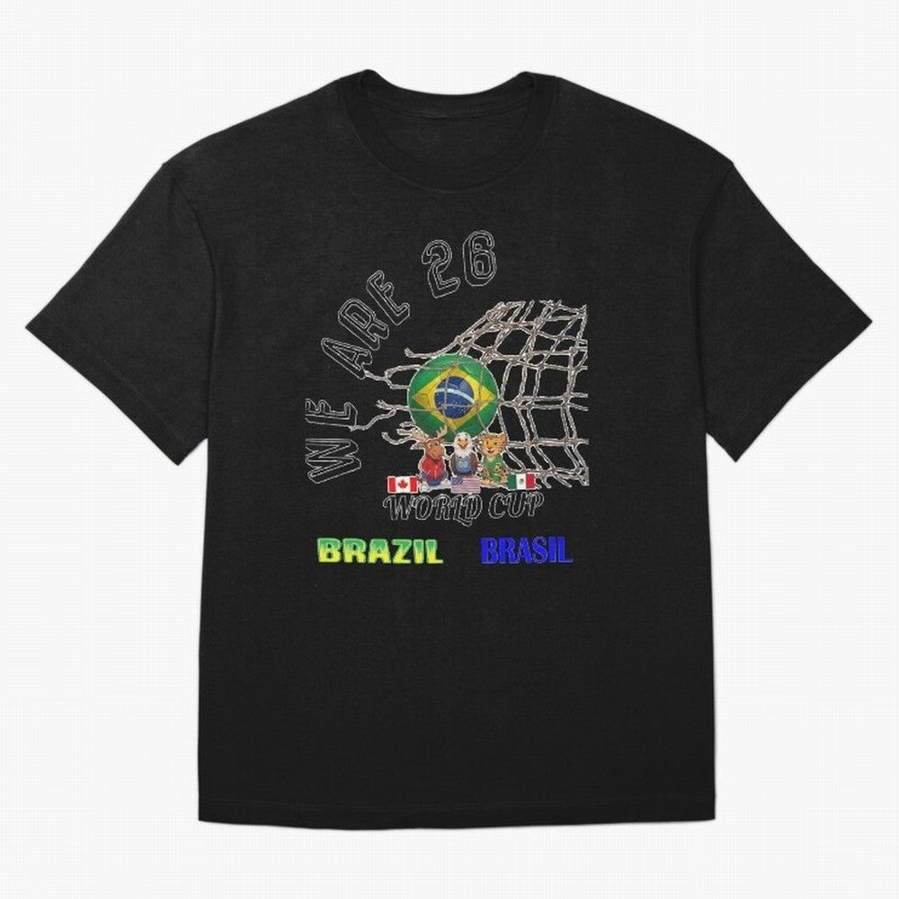 World Cup 26 - Brazil Oversized T-Shirt Fuel Your Fan Pride for FIFA World Cup 2026 Spirit, Capturing France, Haaland and Mbappe, Football History, Final Match Energy, Crowd Noise and Once in a Lifetime Moments; Made for Collectors Who Enjoy Iconic