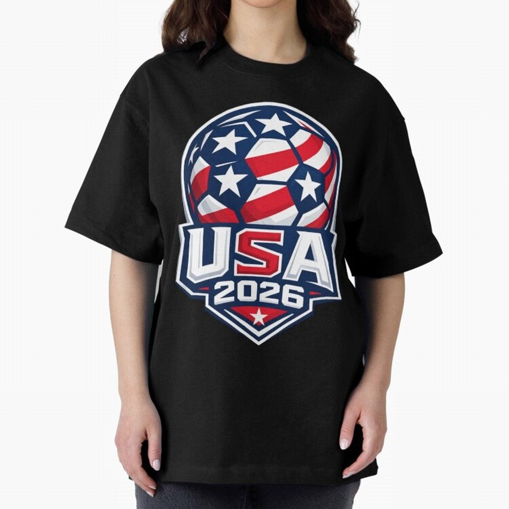 USA 2026 World Cup T-Shirt - Star Spangled Soccer Design - American Host Fan Tee Oversized T-Shirt Remember FIFA World Cup 2026 USA Canada Mexico Driven by Cristiano Ronaldo, Spain and Netherlands Energy, Stadium Memories, Football Loyalty,