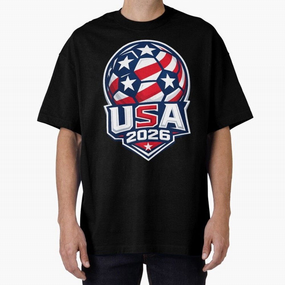USA 2026 World Cup T-Shirt - Star Spangled Soccer Design - American Host Fan Tee Oversized T-Shirt Remember FIFA World Cup 2026 USA Canada Mexico Driven by Cristiano Ronaldo, Spain and Netherlands Energy, Stadium Memories, Football Loyalty,