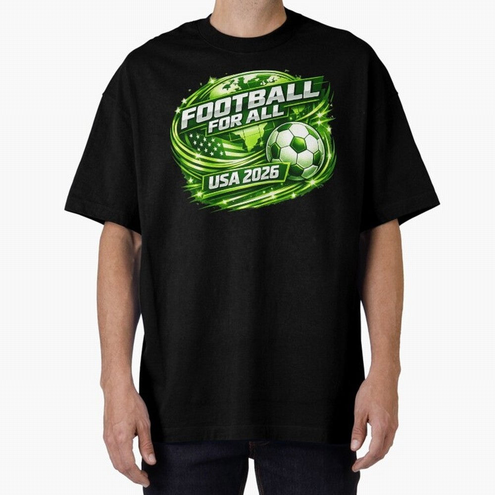 World Cup 2026 Oversized T-Shirt Honor Football Greatness during FIFA World Cup 2026 USA Canada Mexico for Fans of Haaland and France, Bringing Retro Football Energy, Iconic Rivalries, Trophy Chase Drama and Stadium Atmosphere; Ideal for Passionate