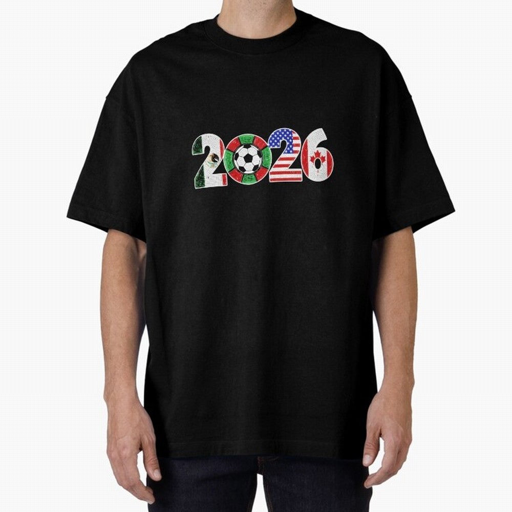 North American Soccer Spirit Team 2026 T-Shirt_82770209 Oversized T-Shirt Celebrate National Team Dreams in FIFA World Cup 2026 for Fans of Messi and Cristiano Ronaldo and France, Bringing Game Day Rituals, Football Legends, Country Pride and the
