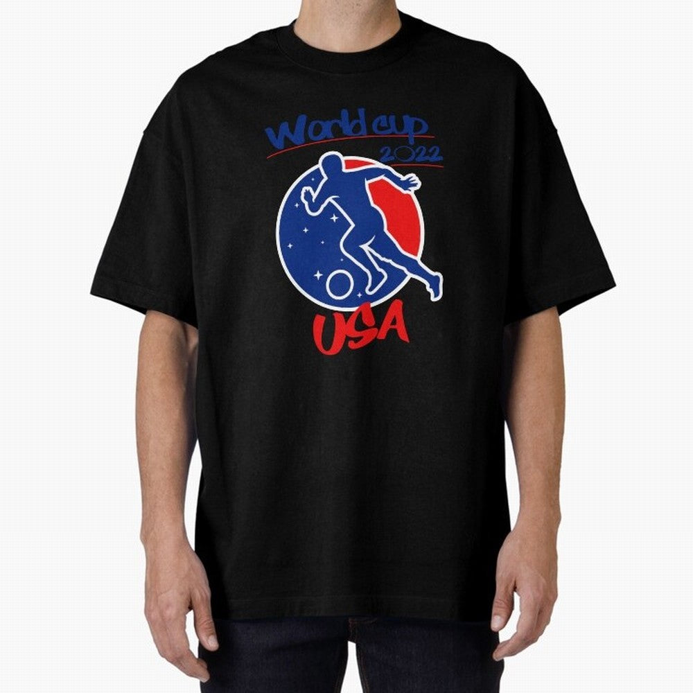 USA World Cup 2022 Oversized T-Shirt Capture the FIFA World Cup 2026 Group Stage Journey through Messi Highlights, Spain and Netherlands Pride, Sports Nostalgia, International Competition, Famous Players and Unforgettable Victories; Great for