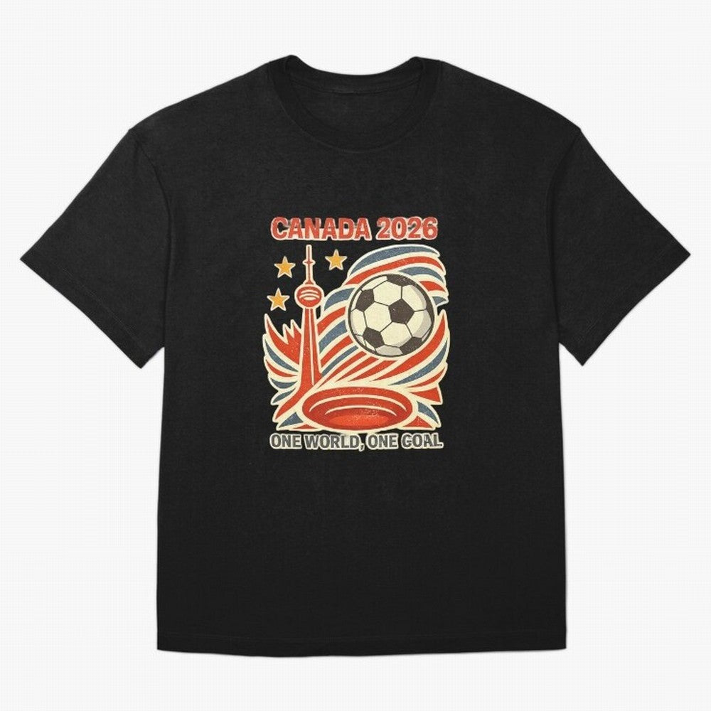 Canada 2026 ¨C One World One Goal Oversized T-Shirt Honor the Football Icons of FIFA World Cup 2026 Group Stage Centered on Neymar, Haaland and Cristiano Ronaldo, Portugal Energy, Champion Mindset, Group Stage Buzz, Knockout Tension and Passionate