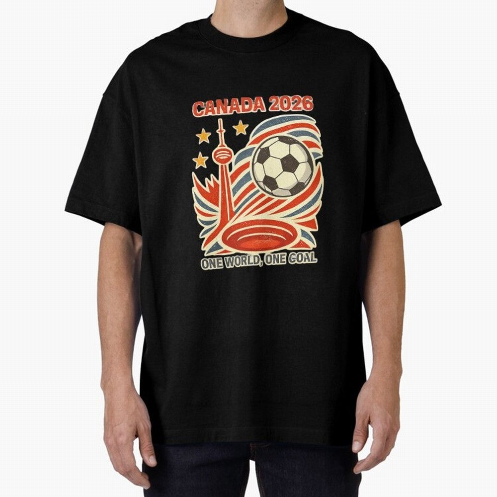Canada 2026 ¨C One World One Goal Oversized T-Shirt Honor the Football Icons of FIFA World Cup 2026 Group Stage Centered on Neymar, Haaland and Cristiano Ronaldo, Portugal Energy, Champion Mindset, Group Stage Buzz, Knockout Tension and Passionate
