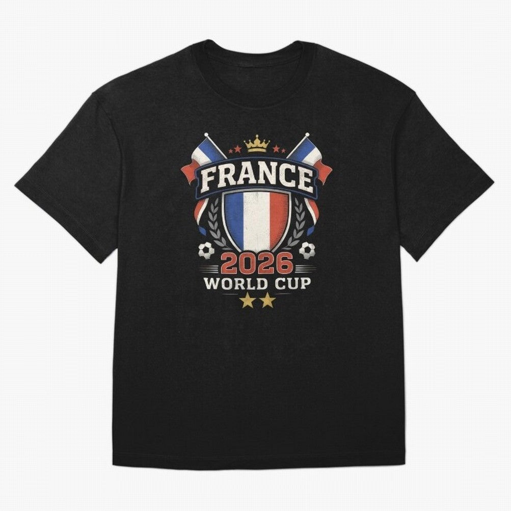 France World Cup 2026 Football Heritage - Les Bleus Crest Oversized T-Shirt Celebrate the Stars of Match Day Hype around FIFA World Cup 2026 Group Stage, Mbappe and Neymar, Netherlands, Worldwide Fan Energy, Dramatic Goals, Stadium Lights and