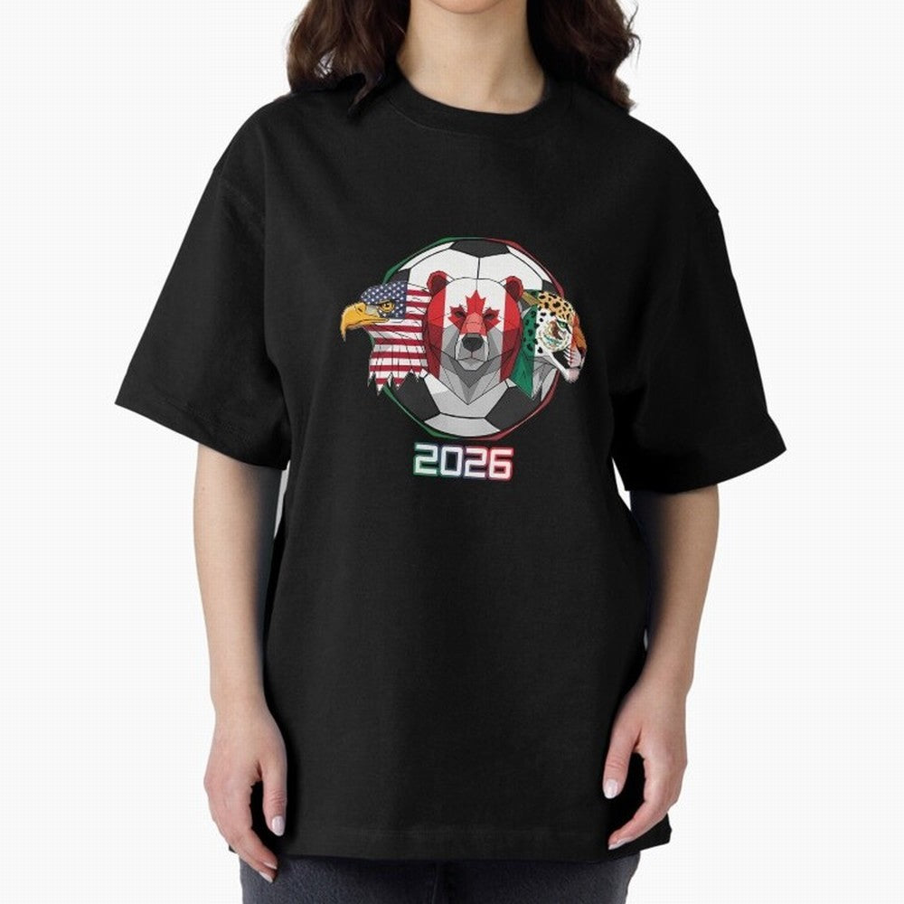 North American Soccer Animals 2026 Oversized T-Shirt Show Championship Spirit for FIFA World Cup 2026 Group Stage Featuring Mbappe, France Energy, Worldwide Fan Energy, Dramatic Goals, Stadium Lights and Championship Celebrations; Ideal for Fans
