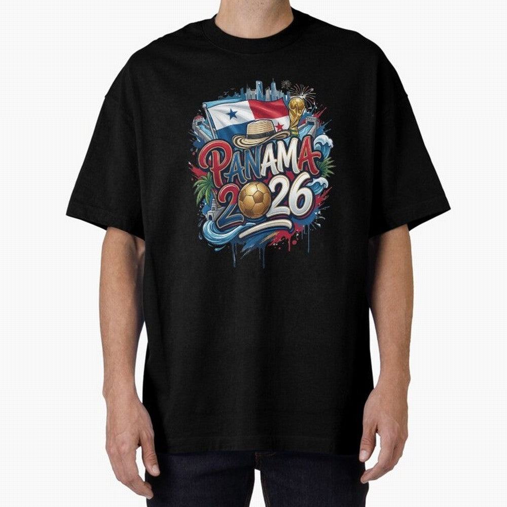 Panama World Cup 2026 Football Legacy Oversized T-Shirt Make Memories around FIFA World Cup 2026 USA Canada Mexico for Fans of Mbappe and Neymar and Spain and Netherlands, Bringing Stadium Chants, National Pride, Trophy Dreams and Unforgettable