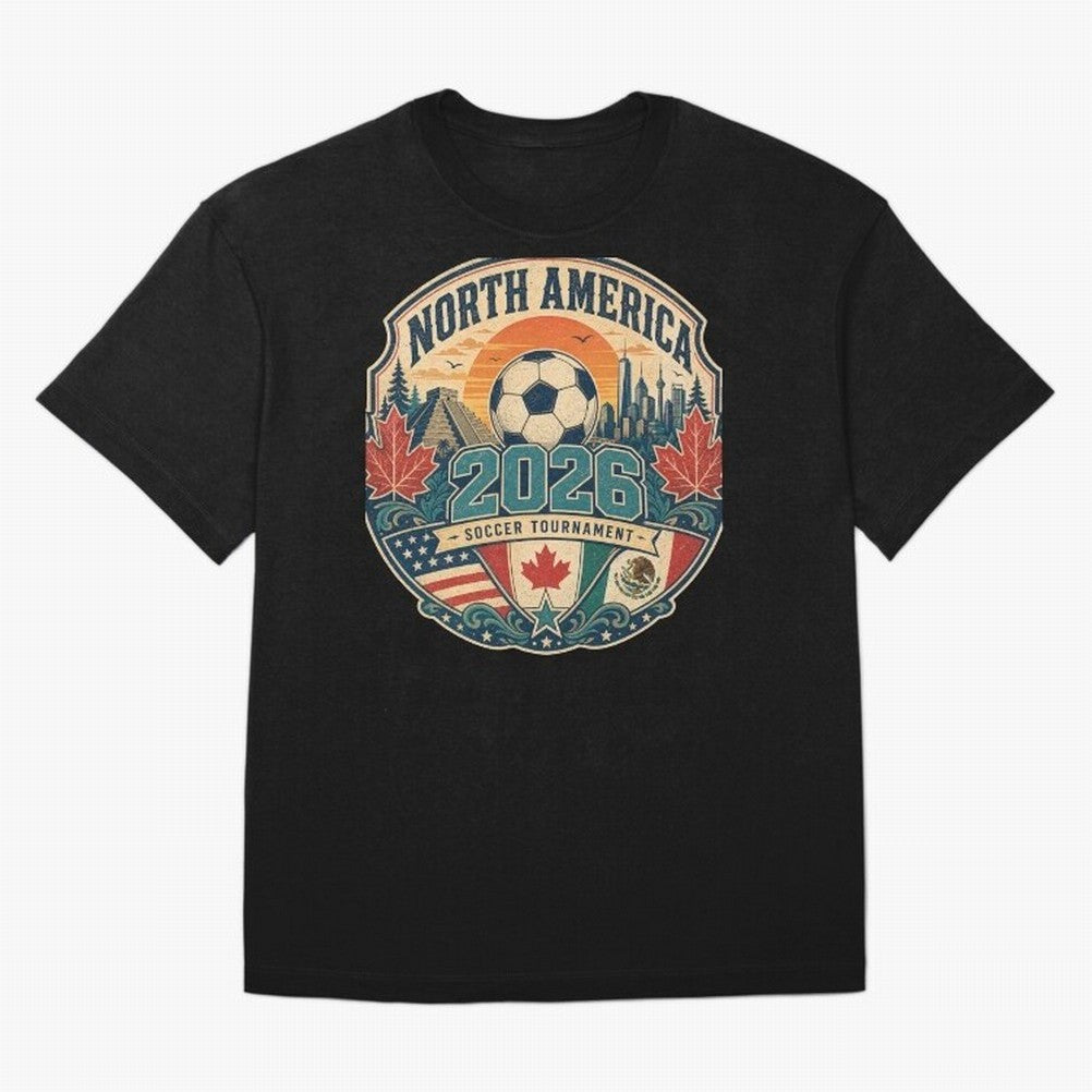 USA Canada Mexico Soccer Cup Oversized T-Shirt Feel the Trophy Chase of Global Football Passion for FIFA World Cup 2026 Group Stage, Centered on Haaland and Mbappe, England and Germany, Match Day Excitement, Supporter Culture, Golden Goals and