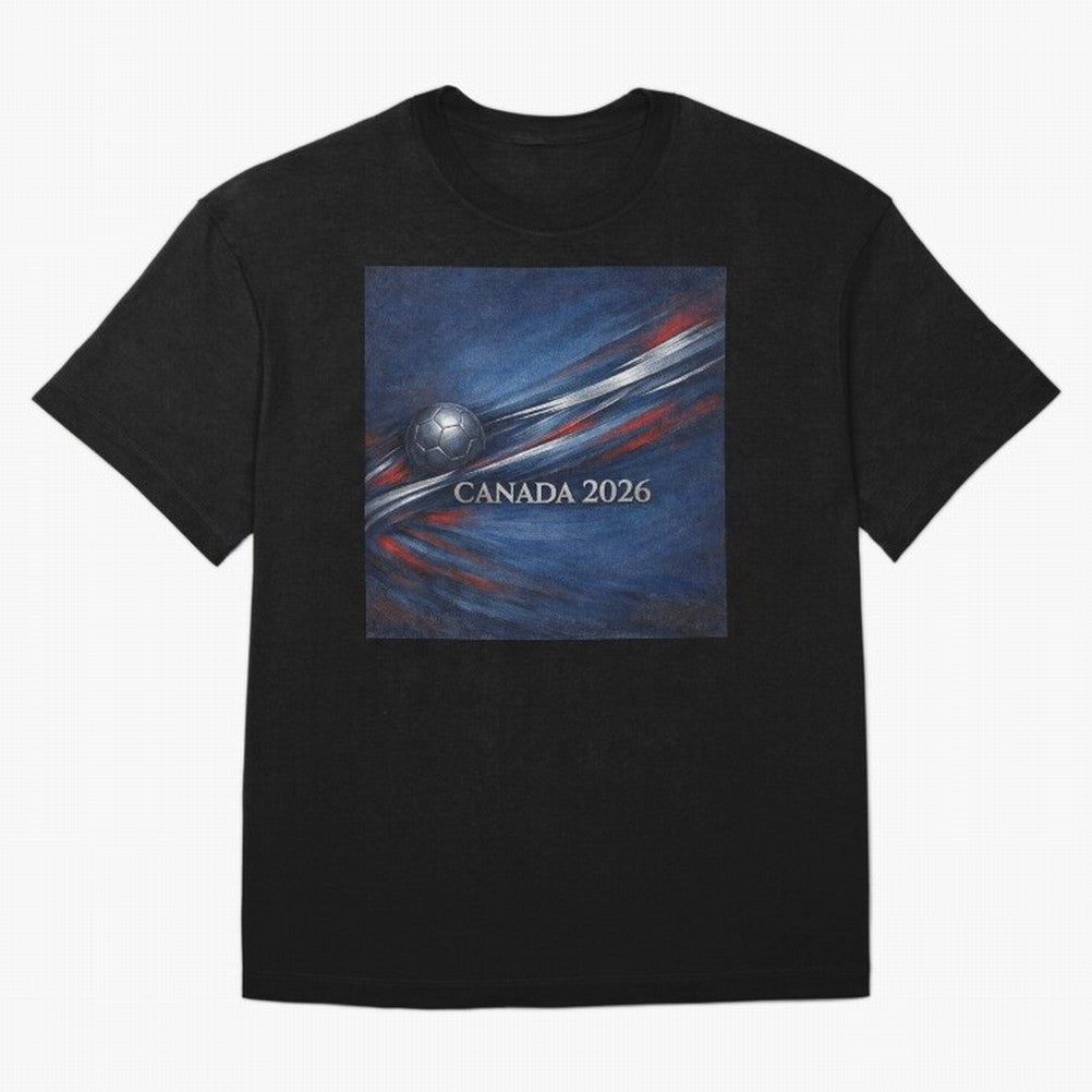 Canada 2026 Soccer Theme with silver lines Oversized T-Shirt Join Global Football Passion for FIFA World Cup 2026 USA Canada Mexico, with Mbappe, England, France and Netherlands, Football Passion, Legendary Performances, Festival Vibes and