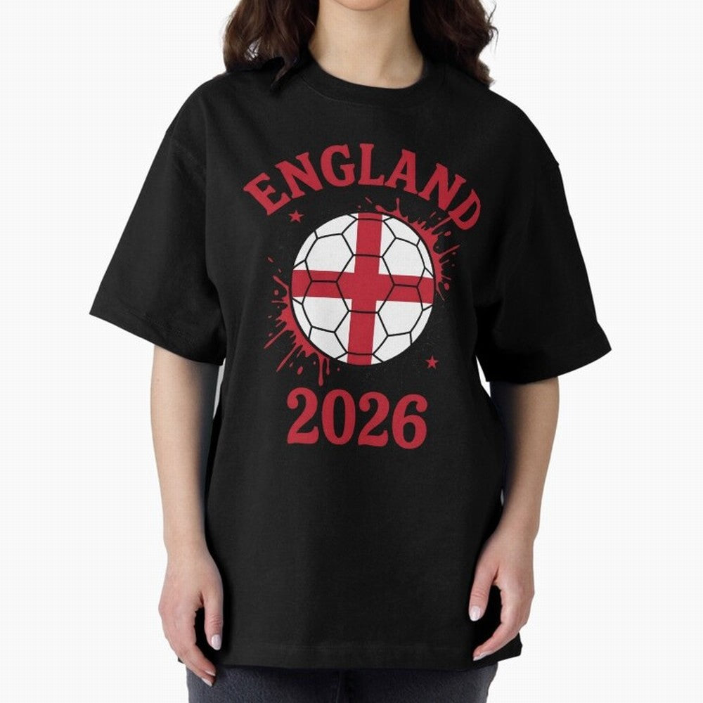 England World Cup 2026 football supporter| St George Cross Football Oversized T-Shirt Honor the Beautiful Game during FIFA World Cup 2026 for Fans of Neymar and Brazil, Bringing Soccer Culture, Superstar Moments, National Team Dreams and