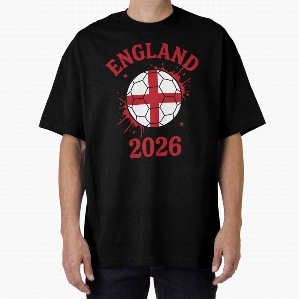 England World Cup 2026 football supporter| St George Cross Football Oversized T-Shirt Honor the Beautiful Game during FIFA World Cup 2026 for Fans of Neymar and Brazil, Bringing Soccer Culture, Superstar Moments, National Team Dreams and