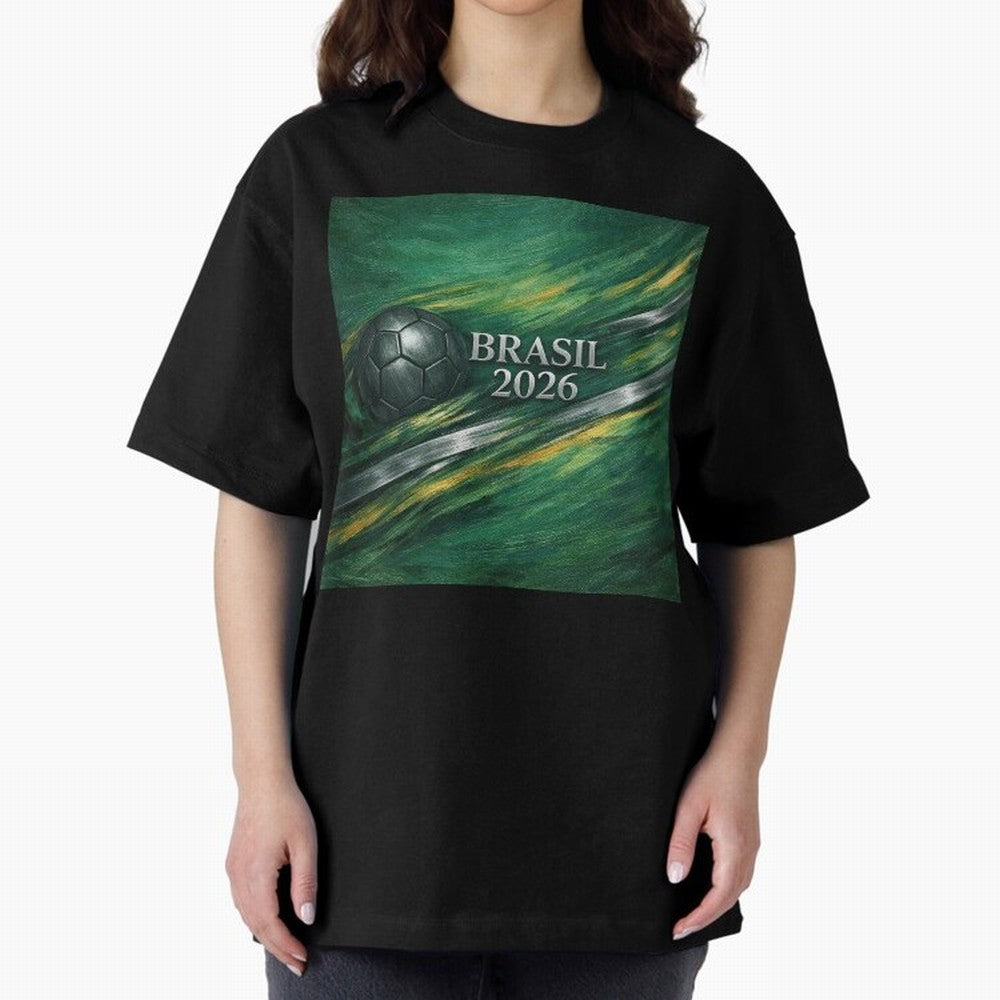 Brazil World Cup 2026 Concept Oversized T-Shirt Celebrate Fan Culture around FIFA World Cup 2026 for Fans of Mbappe and Neymar and France and Portugal, Bringing Worldwide Fan Energy, Dramatic Goals, Stadium Lights and Championship Celebrations;