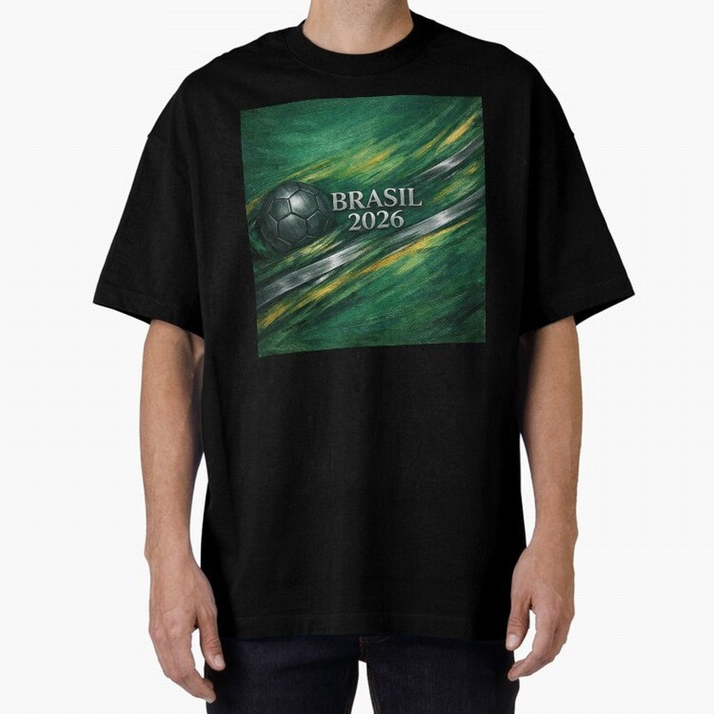 Brazil World Cup 2026 Concept Oversized T-Shirt Celebrate Fan Culture around FIFA World Cup 2026 for Fans of Mbappe and Neymar and France and Portugal, Bringing Worldwide Fan Energy, Dramatic Goals, Stadium Lights and Championship Celebrations;
