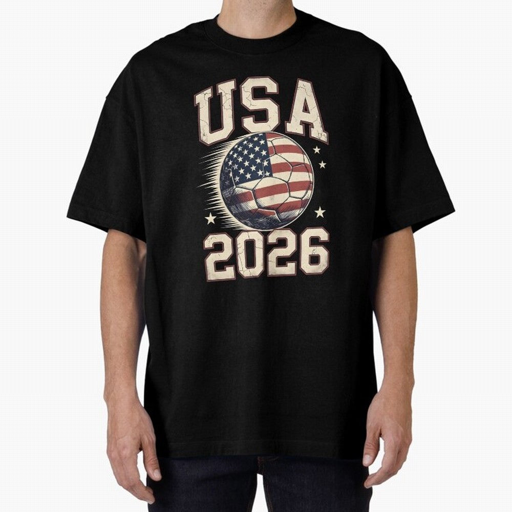 USA 2026 World Cup Soccer Oversized T-Shirt Fuel Your Fan Pride for Match Day Hype around FIFA World Cup 2026, Haaland and Mbappe, England and Germany, Football Festival Excitement, Trophy Ambitions, Country Rivalries and Star Player Buzz; Built