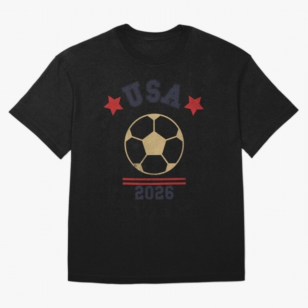 USA Soccer Fan 2026 Jersey Style Design Oversized T-Shirt Join the Countdown to FIFA World Cup 2026 USA Canada Mexico Spirit, Connected to Spain, Cristiano Ronaldo, Haaland and CR7, Classic Soccer Heritage, Championship Pressure, Fan Loyalty and