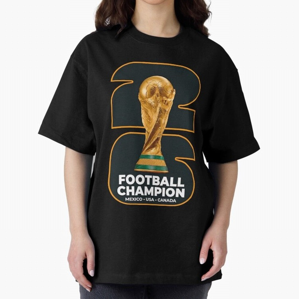 2026 Soccer Tournament Graphic - Football Champion Art Oversized T-Shirt Relive FIFA World Cup 2026 Group Stage for Fans of Haaland and Mbappe and Brazil, Portugal and Argentina, Bringing Supporter Pride, Iconic Celebrations, Legendary Names and