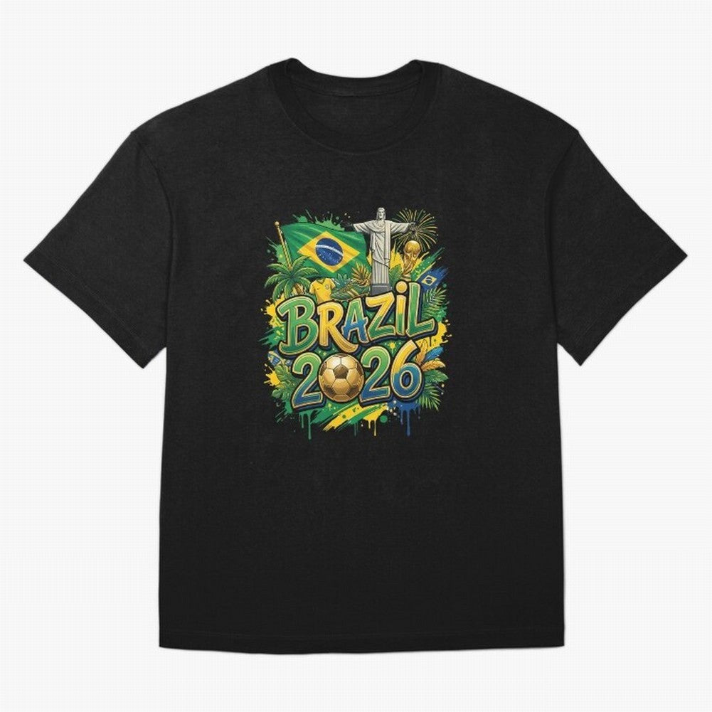 Brazil World Cup 2026 Football Legacy Oversized T-Shirt Remember Iconic Moments from Global Football Passion for FIFA World Cup 2026, Centered on Messi, Neymar and Mbappe, Brazil, Portugal and Argentina, Supporter Pride, Iconic Celebrations,