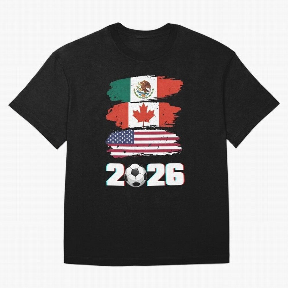 USA Canada Mexico Flag 2026 Cup Brush Art Oversized T-Shirt Celebrate the FIFA World Cup 2026 Journey through Cristiano Ronaldo, Haaland and CR7 Highlights, Brazil Pride, Retro Football Energy, Iconic Rivalries, Trophy Chase Drama and Stadium