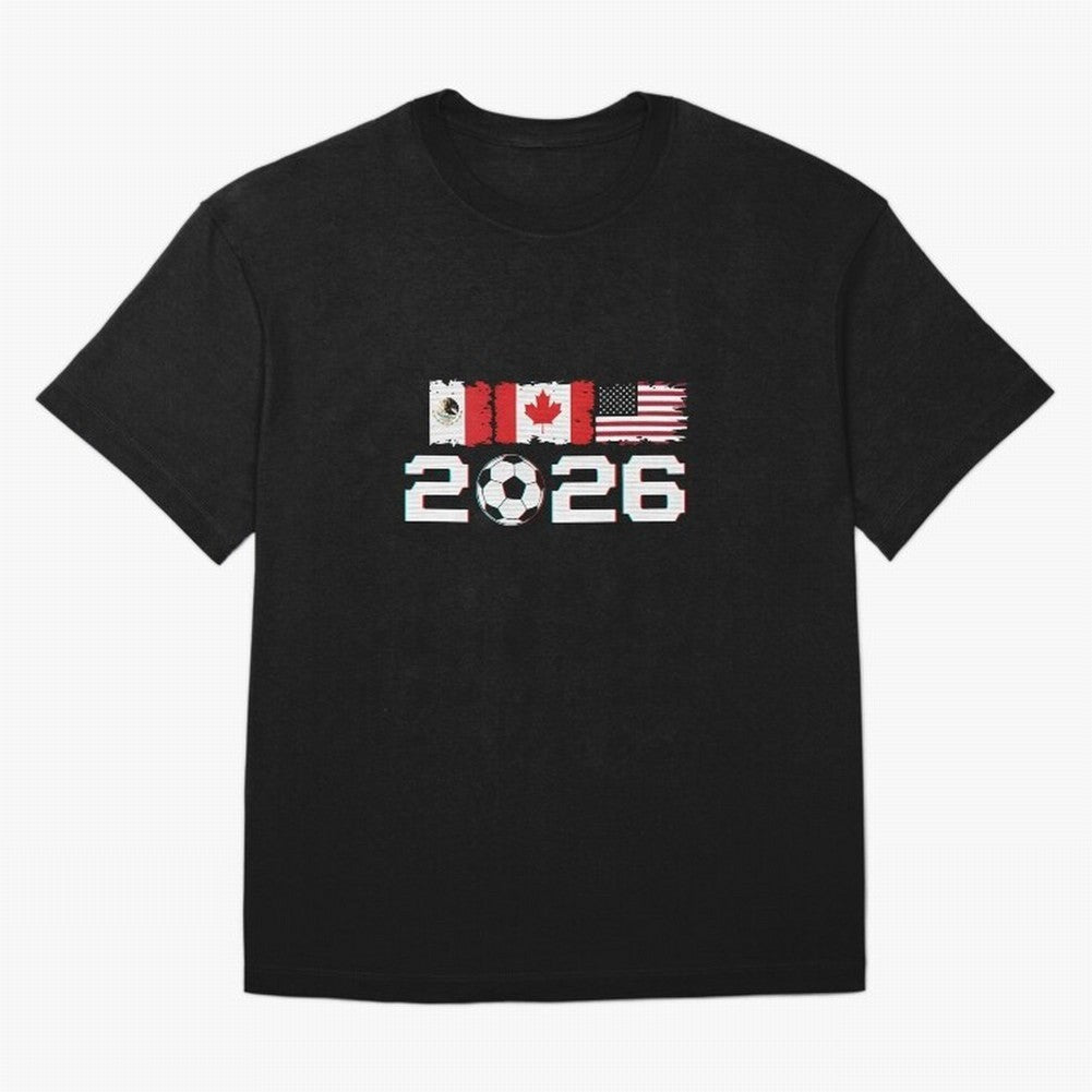 Glitched United 2026 Cup - North America Emblem Part 2 T-Shirt_82924673 Oversized T-Shirt Enjoy the Biggest Football Party of FIFA World Cup 2026 Group Stage Featuring Messi, Neymar and Mbappe, England, France and Netherlands Energy, Match Day