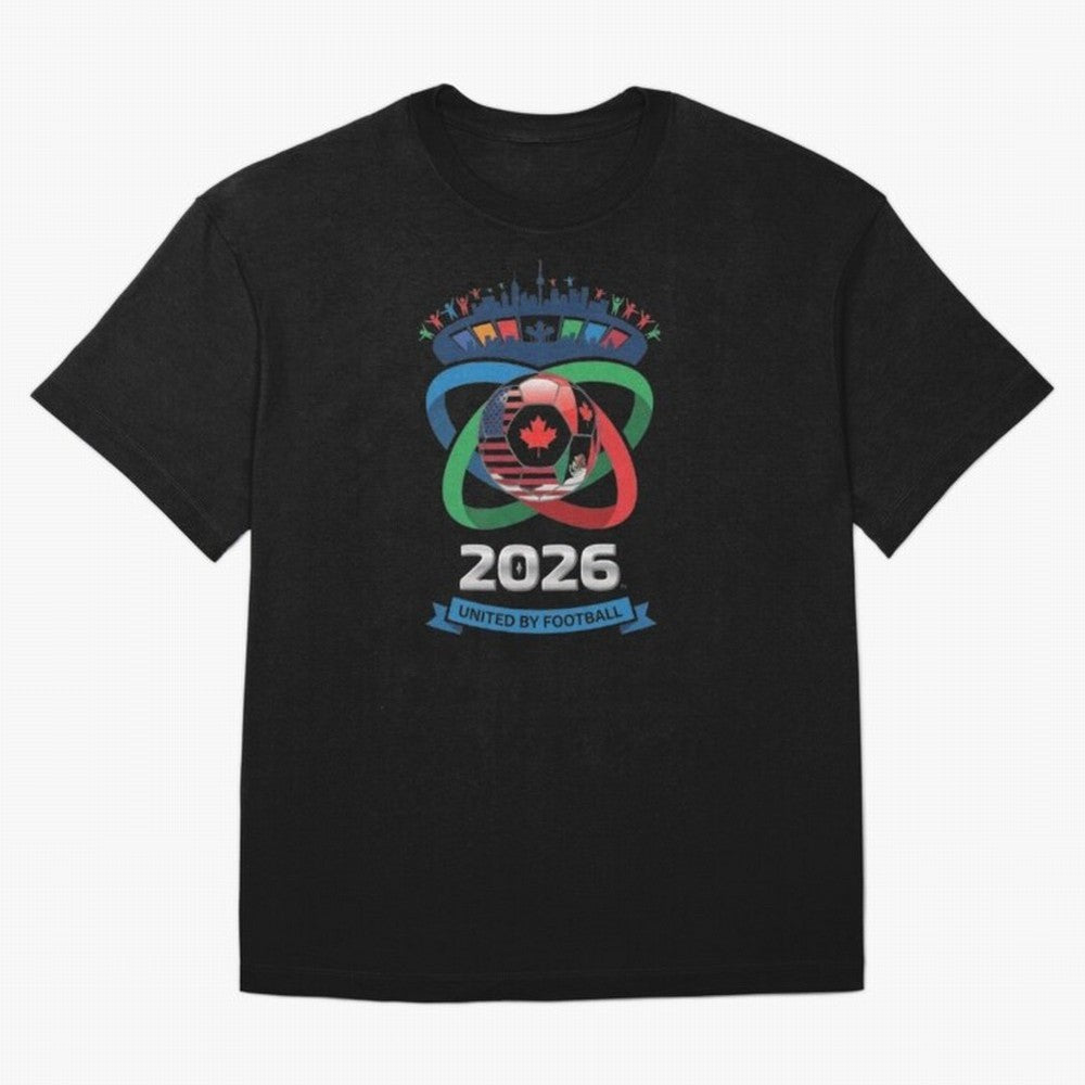 Infinity Loop World Cup 2026 Host Nation Design Oversized T-Shirt Celebrate the Stars of FIFA World Cup 2026 USA Canada Mexico for Fans of Messi and Germany, Bringing Football Festival Excitement, Trophy Ambitions, Country Rivalries and Star Player