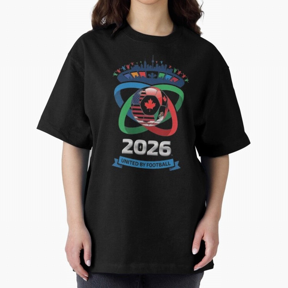Infinity Loop World Cup 2026 Host Nation Design Oversized T-Shirt Celebrate the Stars of FIFA World Cup 2026 USA Canada Mexico for Fans of Messi and Germany, Bringing Football Festival Excitement, Trophy Ambitions, Country Rivalries and Star Player