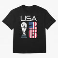 USA 2026 Soccer World Cup Trophy American Flag Design Oversized T-Shirt Join Supporters Worldwide for Global Football Passion for FIFA World Cup 2026 USA Canada Mexico, Driven by Haaland and Mbappe, England and Germany, Stadium Chants, National
