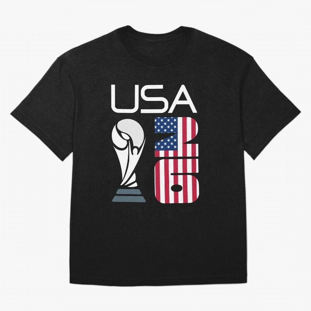 USA 2026 Soccer World Cup Trophy American Flag Design Oversized T-Shirt Join Supporters Worldwide for Global Football Passion for FIFA World Cup 2026 USA Canada Mexico, Driven by Haaland and Mbappe, England and Germany, Stadium Chants, National
