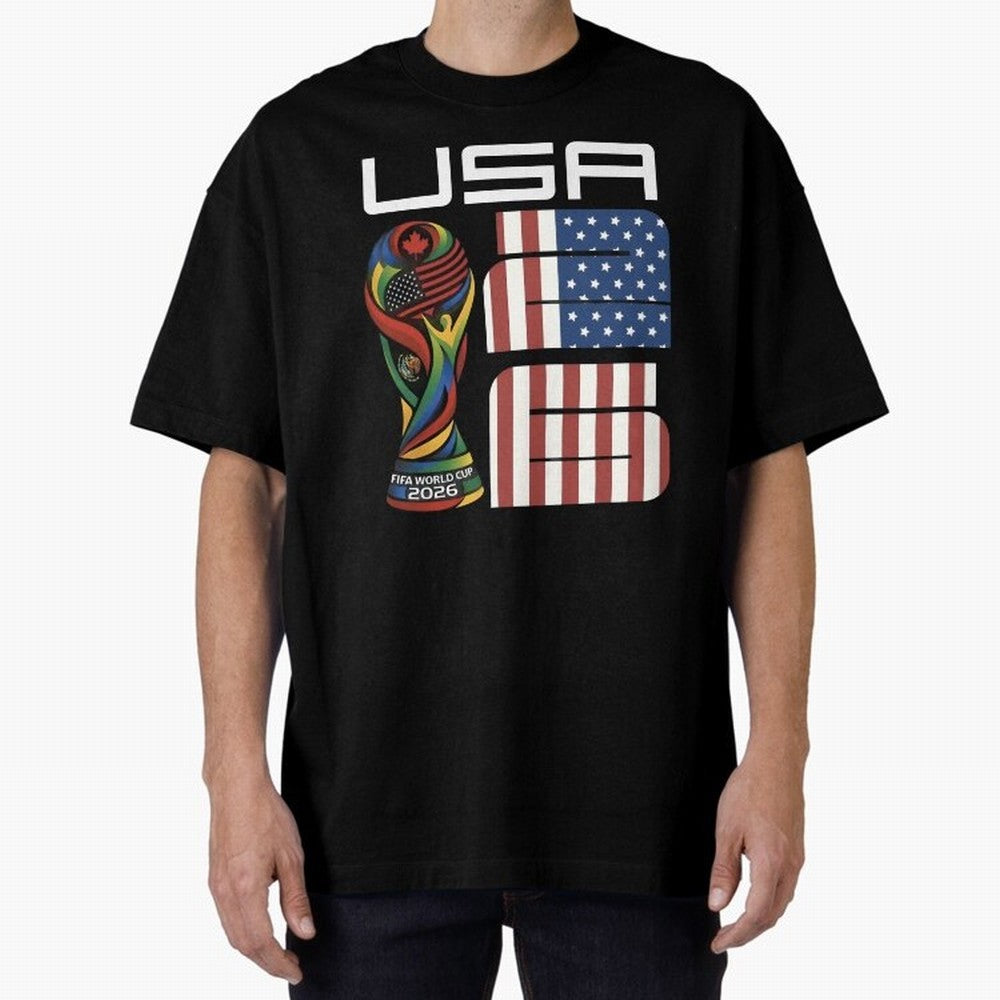 USA World Cup 2026 Host Nation Soccer Design Oversized T-Shirt Elevate the FIFA World Cup 2026 USA Canada Mexico Journey through Messi Highlights, Argentina, France and Brazil Pride, Classic Soccer Heritage, Championship Pressure, Fan Loyalty and