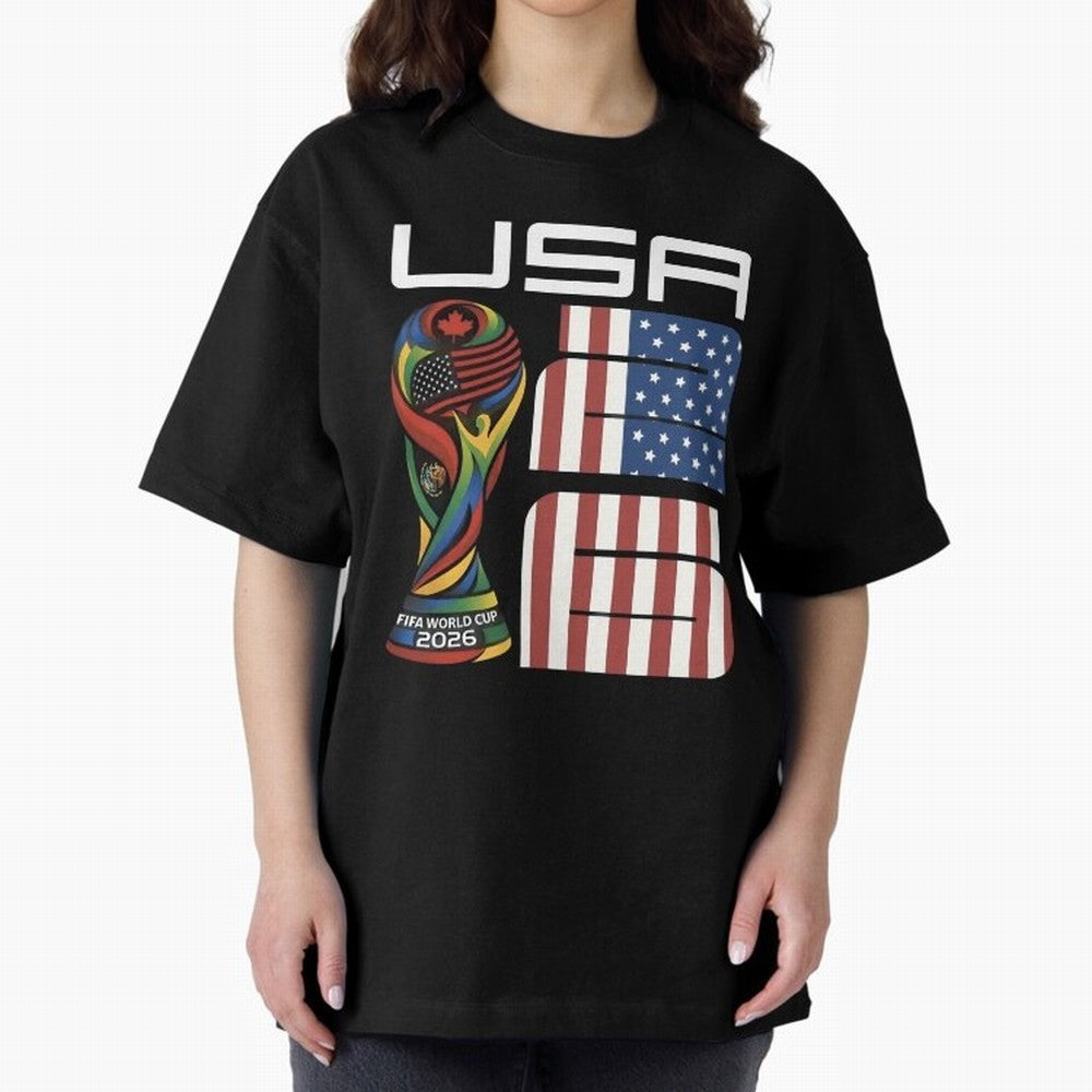USA World Cup 2026 Host Nation Soccer Design Oversized T-Shirt Elevate the FIFA World Cup 2026 USA Canada Mexico Journey through Messi Highlights, Argentina, France and Brazil Pride, Classic Soccer Heritage, Championship Pressure, Fan Loyalty and