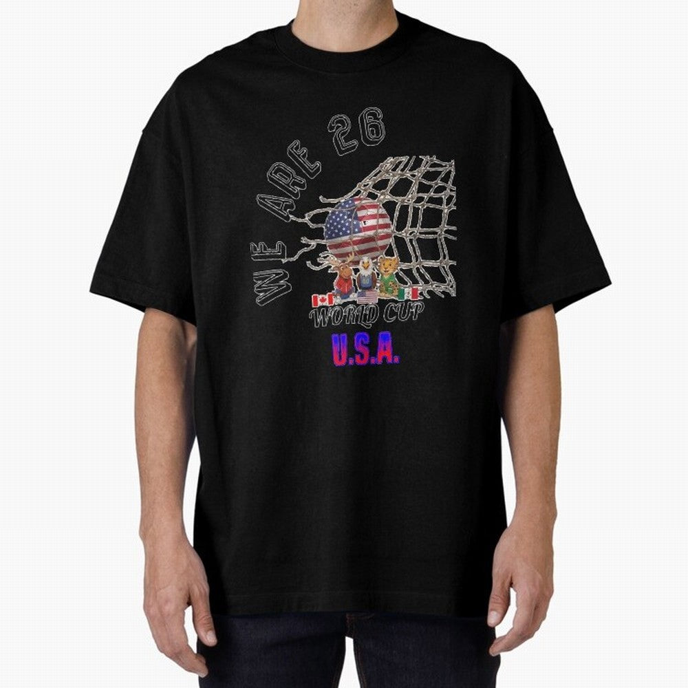 World cup 26 - USA Oversized T-Shirt Honor Football Greatness during Match Day Hype around FIFA World Cup 2026 Group Stage, Cristiano Ronaldo, Argentina, Championship Spirit, Famous Goals, Roaring Crowds and International Football Unity; Built for
