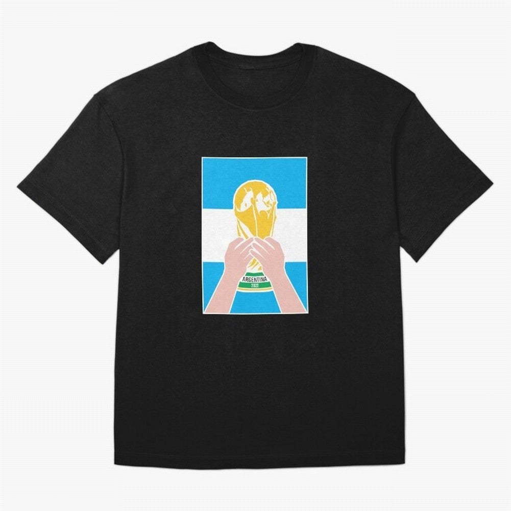 Champion Argentina 2022 Oversized T-Shirt Represent Global Football Passion for FIFA World Cup 2026 USA Canada Mexico, Inspired by Messi, CR7 and Mbappe, Portugal, Worldwide Fan Energy, Dramatic Goals, Stadium Lights and Championship Celebrations;