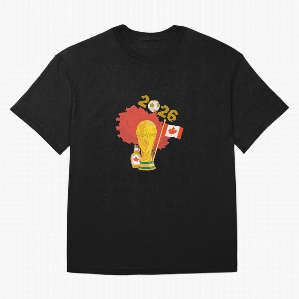 Canada 2026 Football Championship Golden Oversized T-Shirt Remember FIFA World Cup 2026 USA Canada Mexico Driven by Cristiano Ronaldo, Spain and Netherlands Energy, Stadium Memories, Football Loyalty, International Chants and Championship