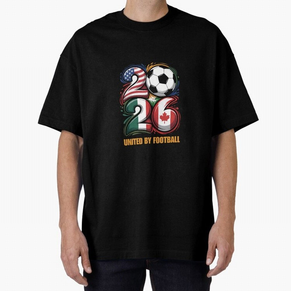 United By Football Soccer Fan Gear 2026 Oversized T-Shirt Turn Up for FIFA World Cup 2026 Group Stage Made for CR7, Argentina, France and Brazil Energy, Soccer Culture, Superstar Moments, National Team Dreams and Competitive Fire; Made for Die Hard