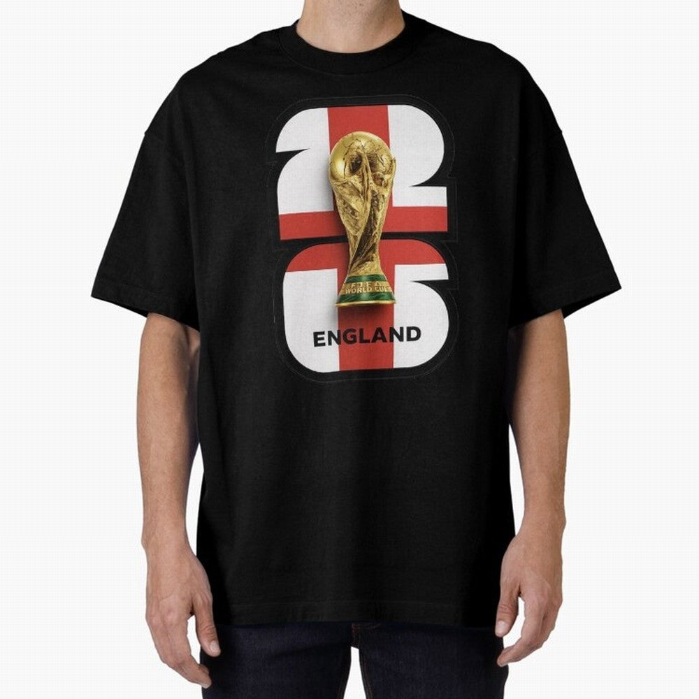 England Football World Cup 2026 - Three Lions Gold Trophy Edition Oversized T-Shirt Feel International Energy from FIFA World Cup 2026 USA Canada Mexico Spirit, Celebrating Portugal, Neymar, Haaland and Cristiano Ronaldo, Supporter Pride, Iconic