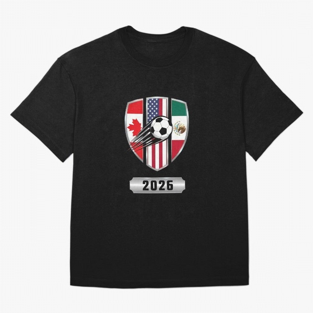 North United America Shield 2026 Cup Oversized T-Shirt Show Your Stadium Side during Match Day Hype around FIFA World Cup 2026 USA Canada Mexico, Messi and Cristiano Ronaldo, Argentina and Brazil, Football History, Final Match Energy, Crowd Noise