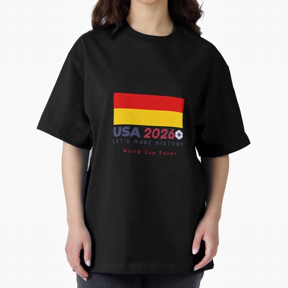 Usa 2026 World Cup Fever Americas Football. Oversized T-Shirt Celebrate Rivalries and Pride in Global Football Passion for FIFA World Cup 2026 Group Stage, Connected to Cristiano Ronaldo, Portugal, Retro Football Energy, Iconic Rivalries, Trophy