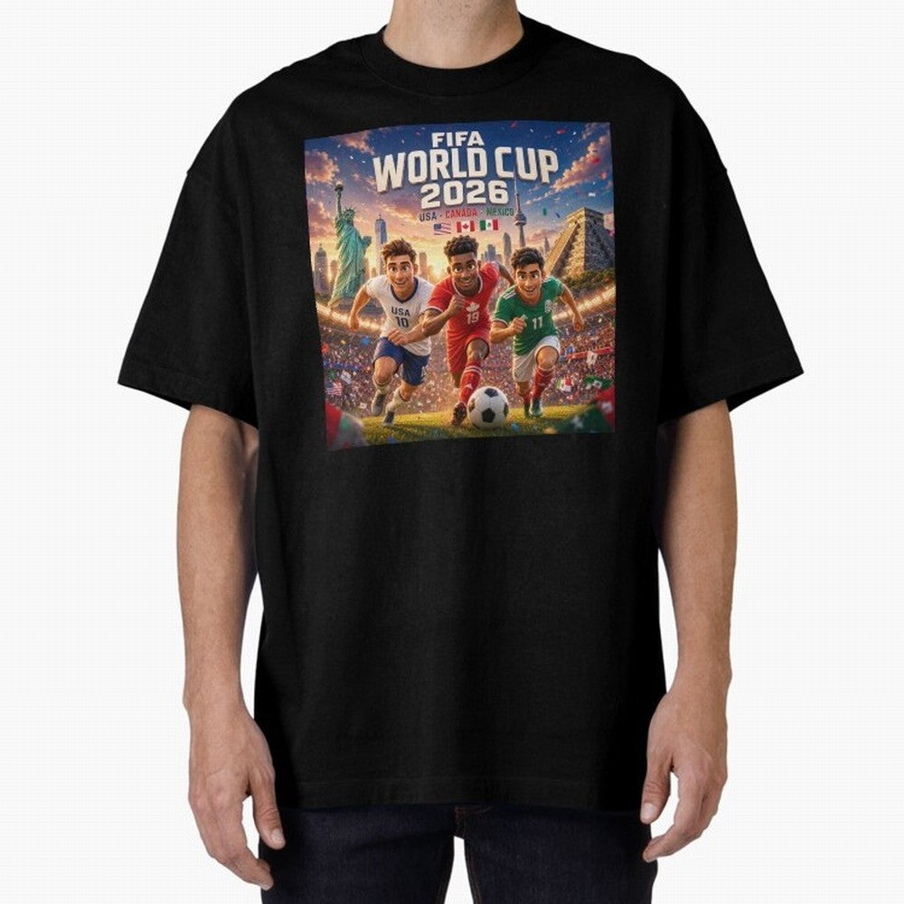 ? USA Canada Mexico Football 2026 #football 2026 Oversized T-Shirt Honor Football Greatness during Global Football Passion for FIFA World Cup 2026 Group Stage, Capturing Mbappe, France and Portugal, Global Supporter Spirit, Legendary Goals,