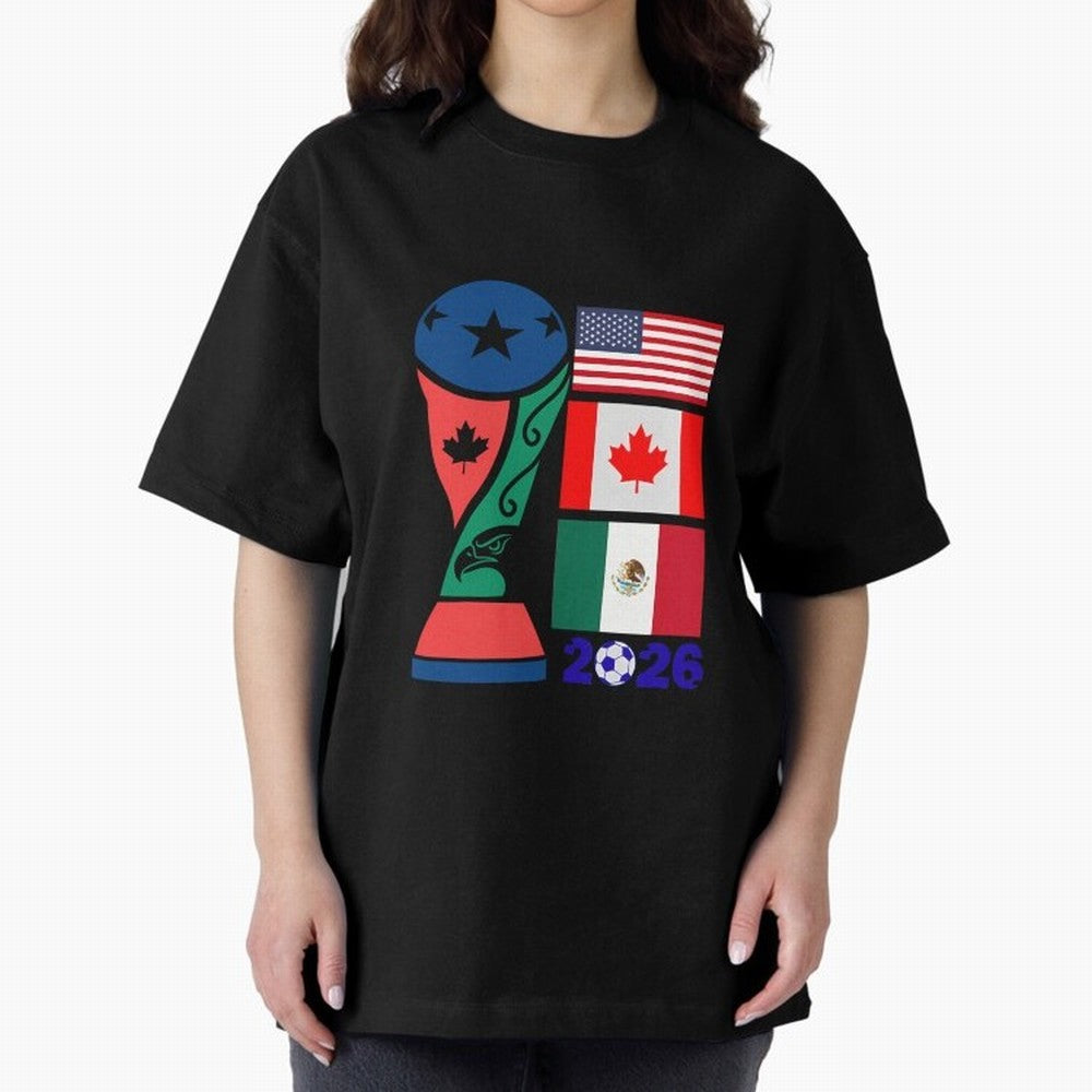 North America Football Unity 2026 Oversized T-Shirt Celebrate Classic Football Spirit in the FIFA World Cup 2026 USA Canada Mexico Journey through Cristiano Ronaldo Highlights, France and Portugal Pride, Game Day Rituals, Football Legends, Country